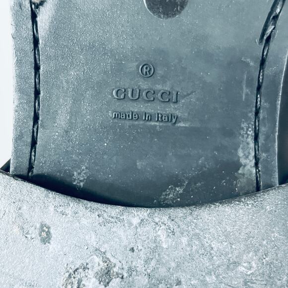 Gucci Boots Mid Calf Black Leather Moto Biker Zip Designer Women Riding 9.5 - Picture 14 of 14